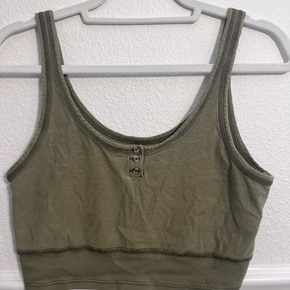 BDG Green Fitted Crop Tank Top